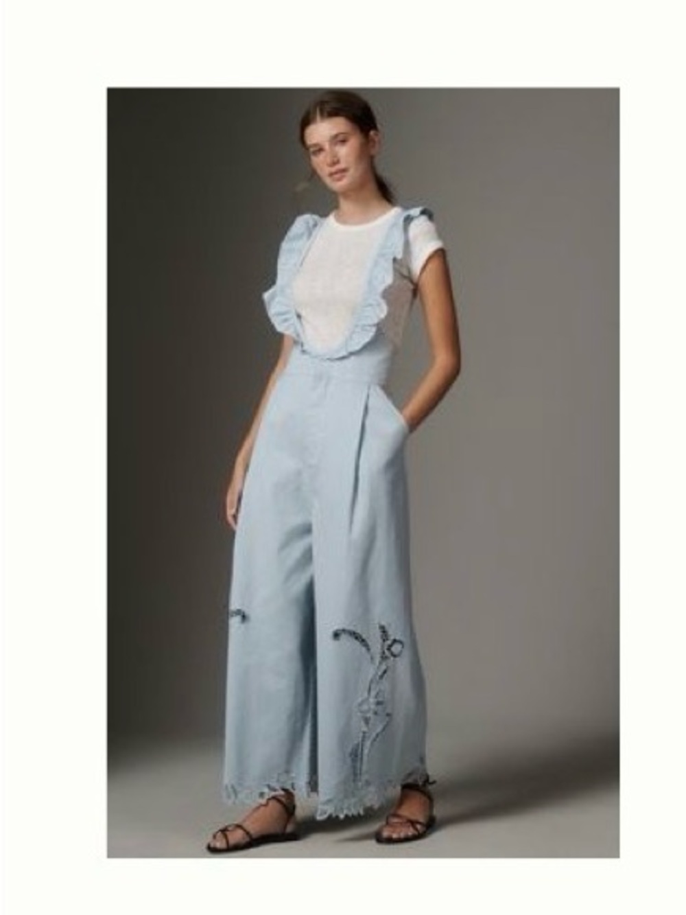 Anthropologie Eyelet Washed Overalls - Picture 1 of 7
